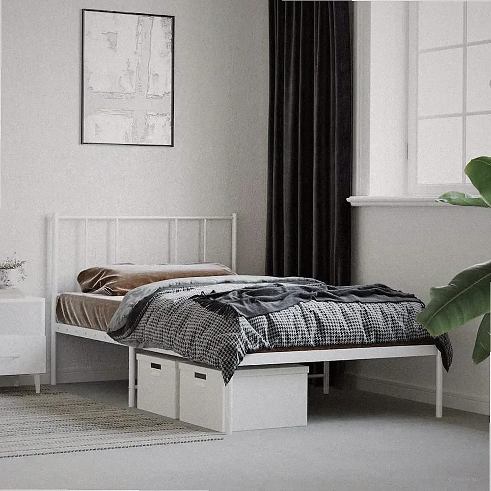 Bettgestell mit Kopfteil Lattenrost Metallbett Bett Bettrahmen Gästebett vidaXL