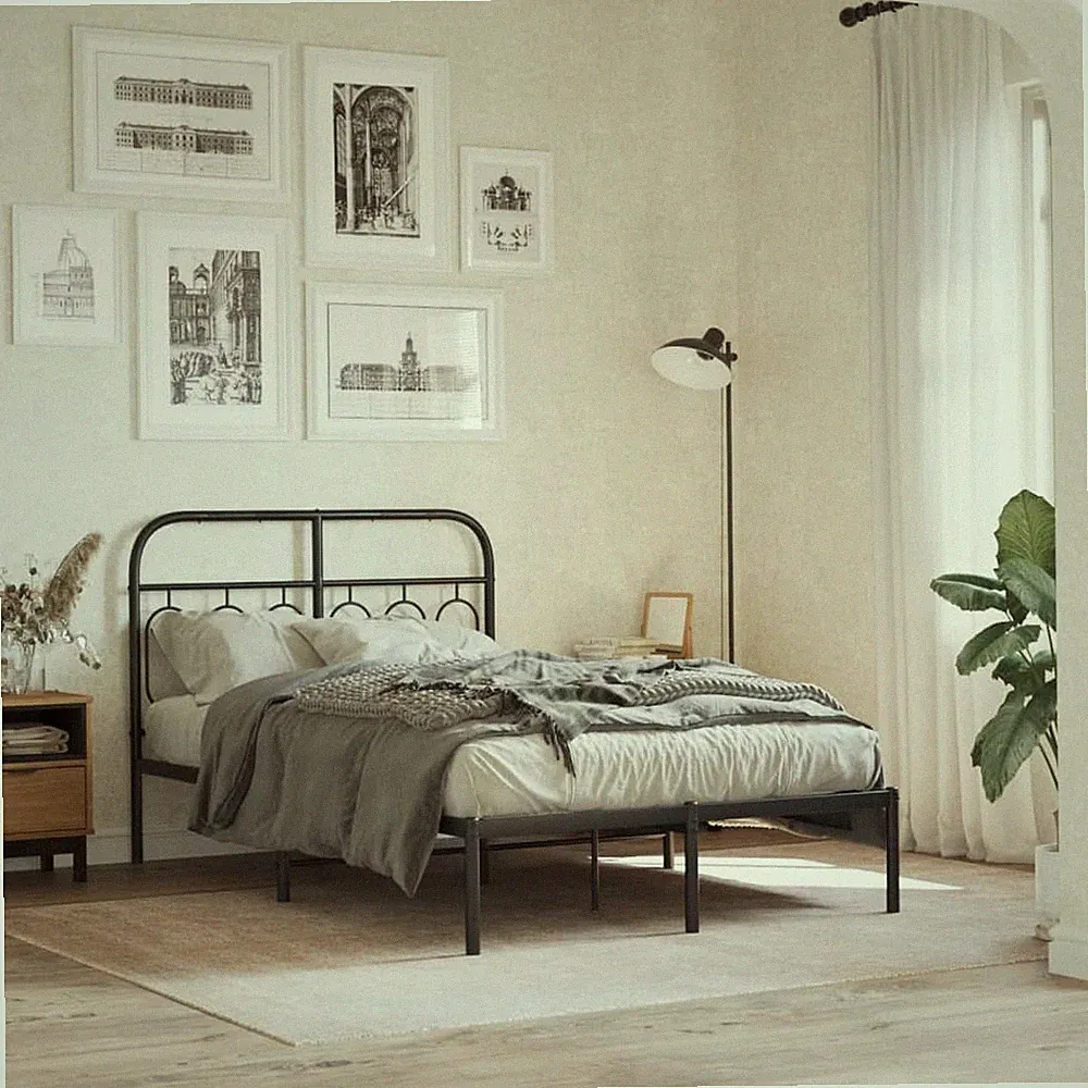 Bettgestell mit Kopfteil Lattenrost Metallbett Bett Schlafzimmerbett vidaXL