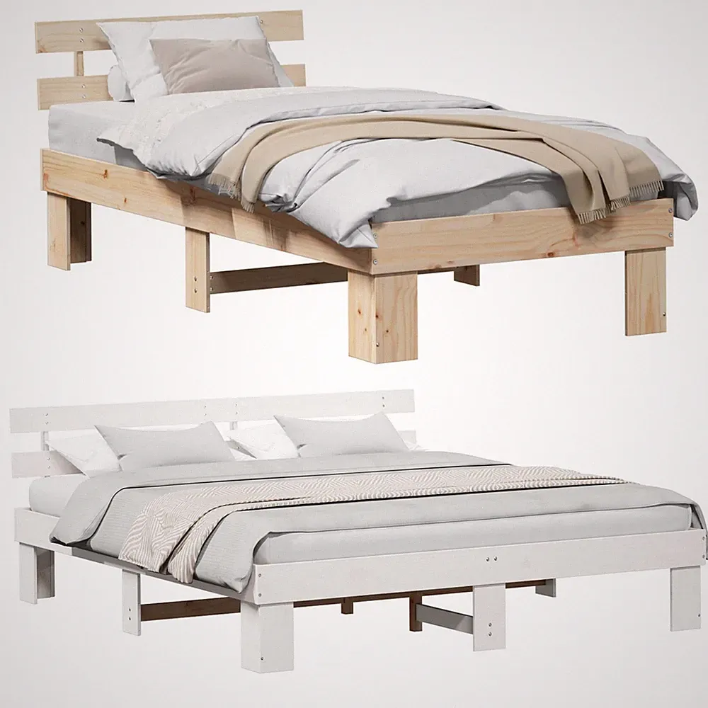 Bettgestell mit Kopfteil Massivholz Holz Einzelbett Doppelbett Schlafzimmerbett