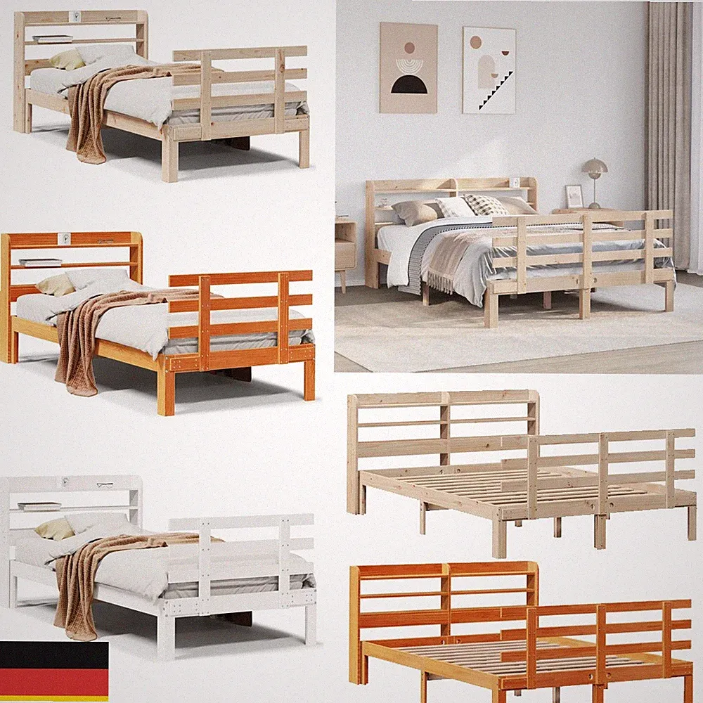 Bettgestell mit Kopfteil ohne Matratze Holzbett 120/140/160/180/200 cm x200 cm