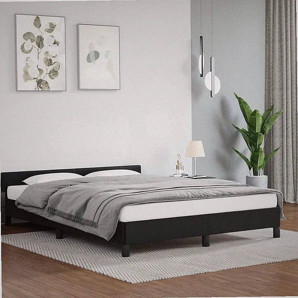Bettgestell Mit Kopfteil Ohne Matratze Schwarz 140x200 Cm