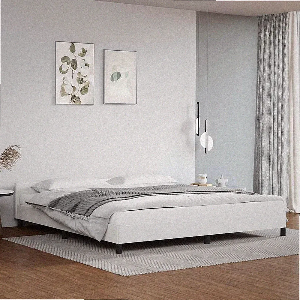 Bettgestell Mit Kopfteil Ohne Matratze Weiß 200x200 Cm