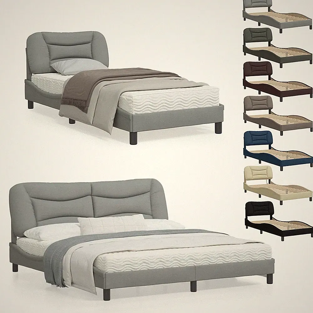 Bettgestell mit Kopfteil Polsterbett Lattenrost Bettrahmen Stoff Bett Doppelbett