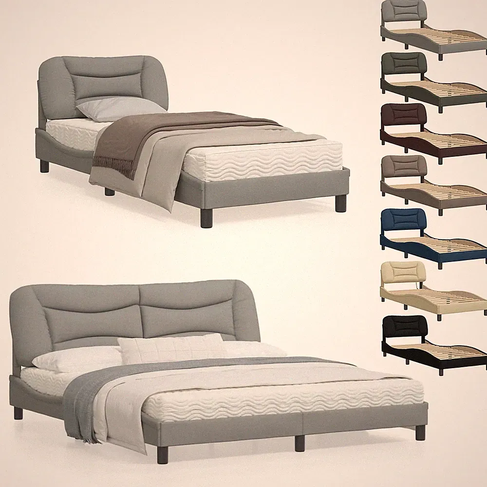 Bettgestell mit Kopfteil Polsterbett Lattenrost Bettrahmen Stoff Bett Doppelbett