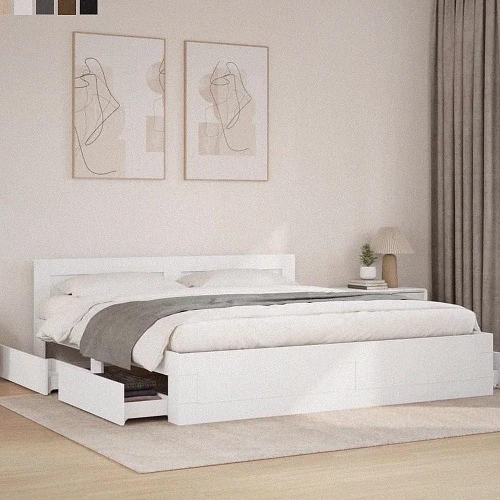 Bettgestell mit Kopfteil Stauraum Lattenrost Bett Doppelbett Schlafzimmerbett