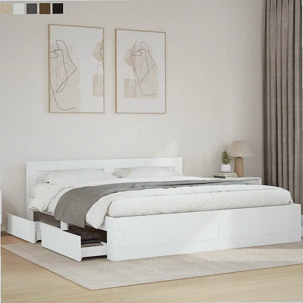 Bettgestell mit Kopfteil Stauraum Lattenrost Bett Doppelbett Schlafzimmerbett