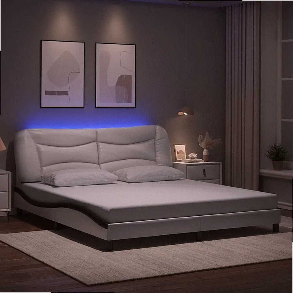 Bettgestell mit LED Bett Polsterbett Bettrahmen Lattenrost Kunstleder vidaXL