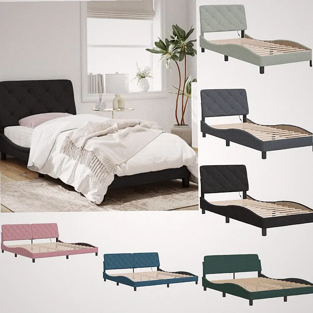 Bettgestell mit LED ohne Matratze Bett Bettrahmen Lattenrost Samt vidaXL