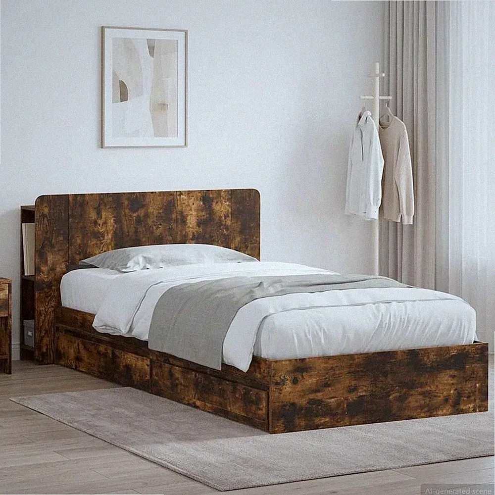 Bettgestell mit Stauraum mit Kopfteil Holzwerkstoff Moderner Bettrahmen vidaXL