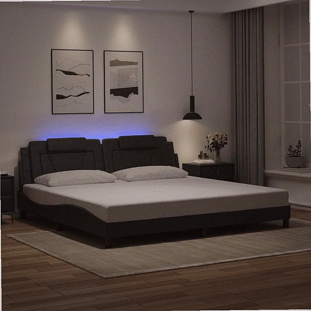 Bettgestell Polsterbett Bett Bettrahmen mit LED Lattenrost Kunstleder vidaXL