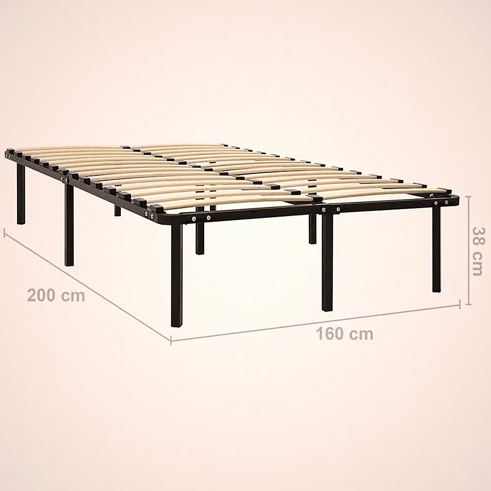 Bettgestell Schwarz Metall 160×200cm ohne Matratze Doppelbett Bettrahmen Bett