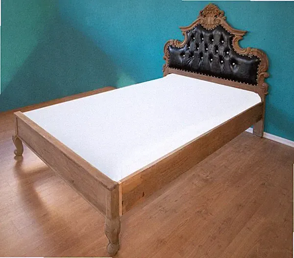 BETTGESTELL SINGLE-JUGEND-BETT 140 X 200 BETT HOLZ NATUR POLSTER SCHWARZ