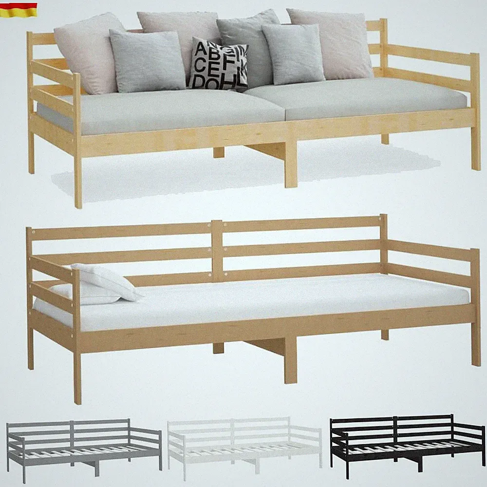 Bettgestelle Bett ohne/mit Matratze Sofabett Holz Schlafsofa Gästebett 90x200cm