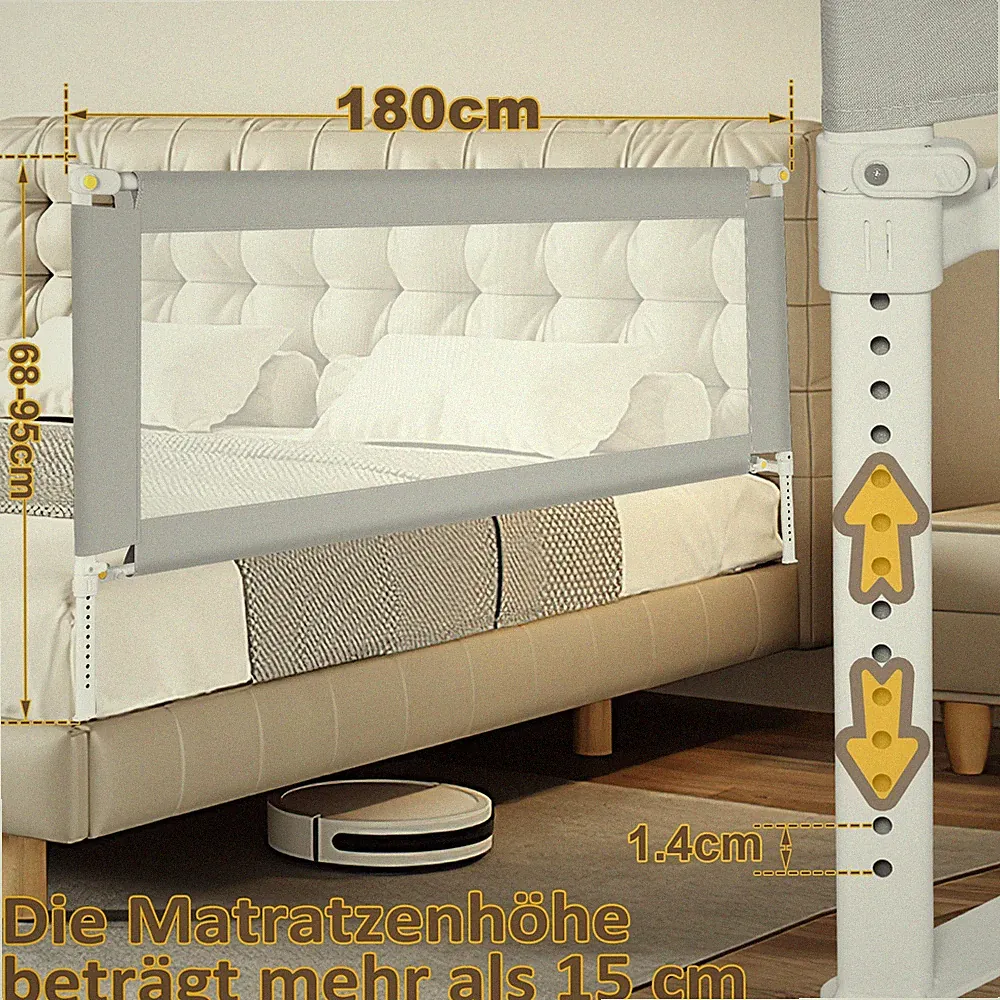 Bettgitter Bettschutzgitter Boxspring Rausfallschutz 150/180/200cm Standard