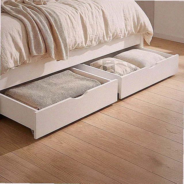 Bettkasten 2er Set Weiß Holz Unterbett Schublade Stauraum Box Rollen Homestyle4u