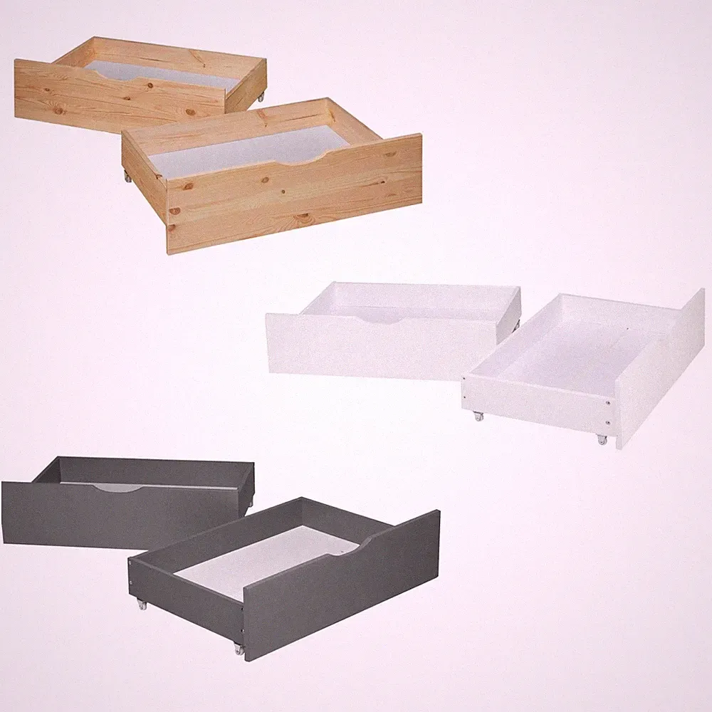 Bettkasten Schublade Rollen 2 Schubladen Bettkästen Stauraum Holz Homestyle4u