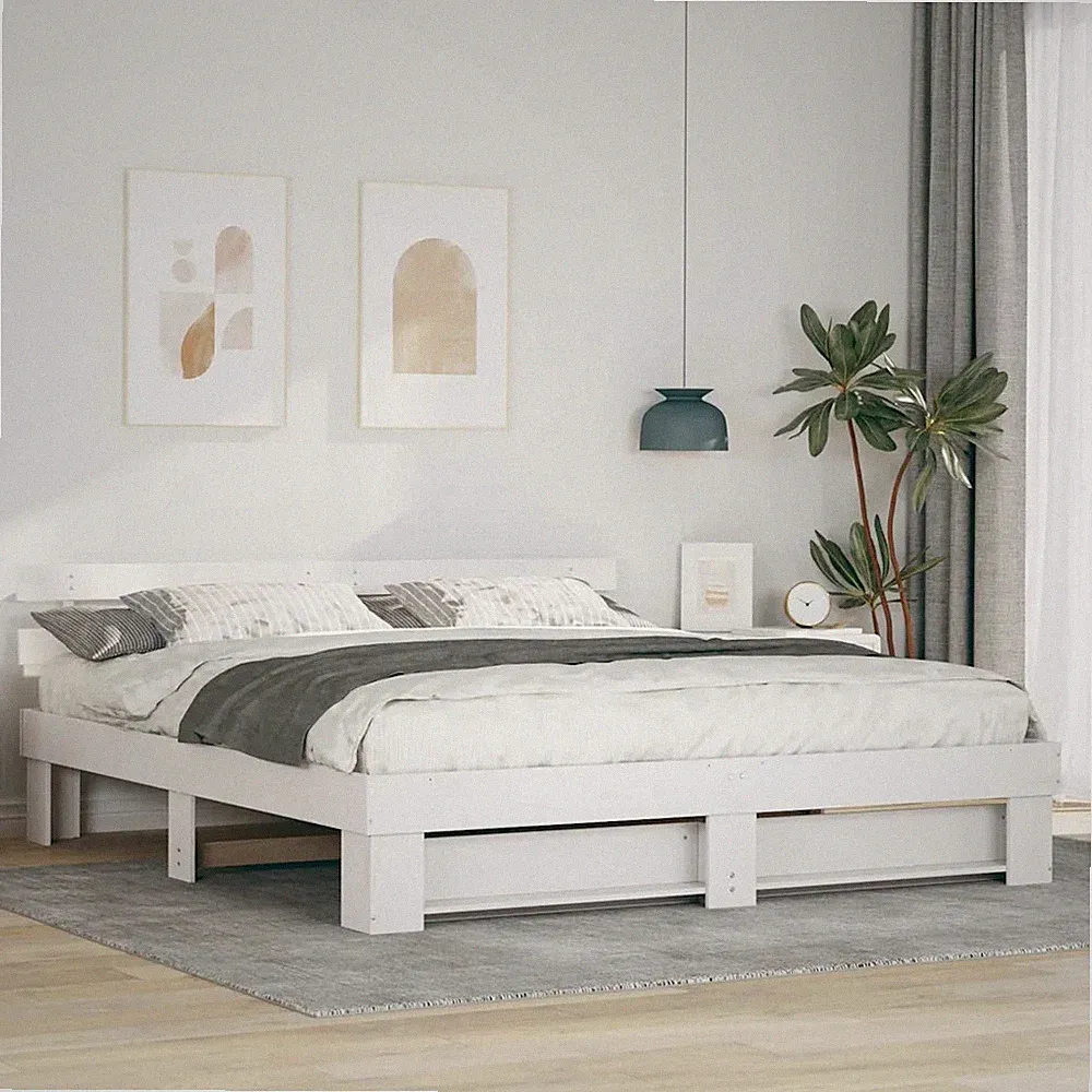 Bettrahmen 180 x 200 cm Modernes Bett Holzbettgestell Weißes Bett vidaXL