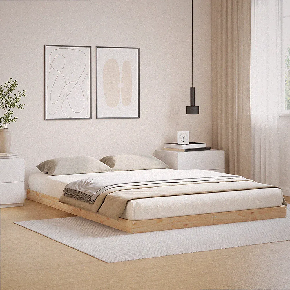Bettrahmen Massivholz Kiefer Natur Bodenbett Bettgestell 200kg | 140 x 220 cm