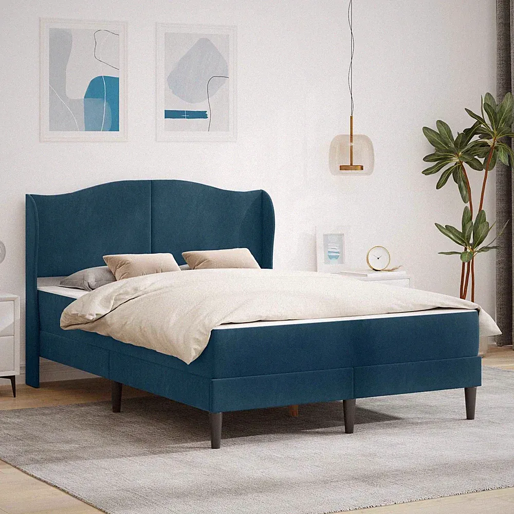 Bettrahmen mit Kopfteil und Matratze Samt Bettgestell Einzelbett Doppelbett