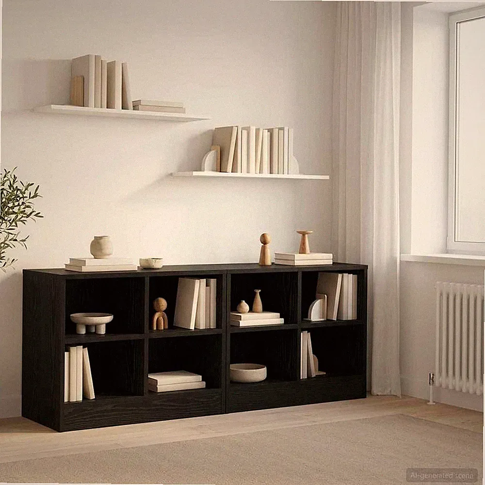Bettschrank mit Regal mit Speicher 2 stk. Holzwerkstoff Moderne Möbel vidaXL