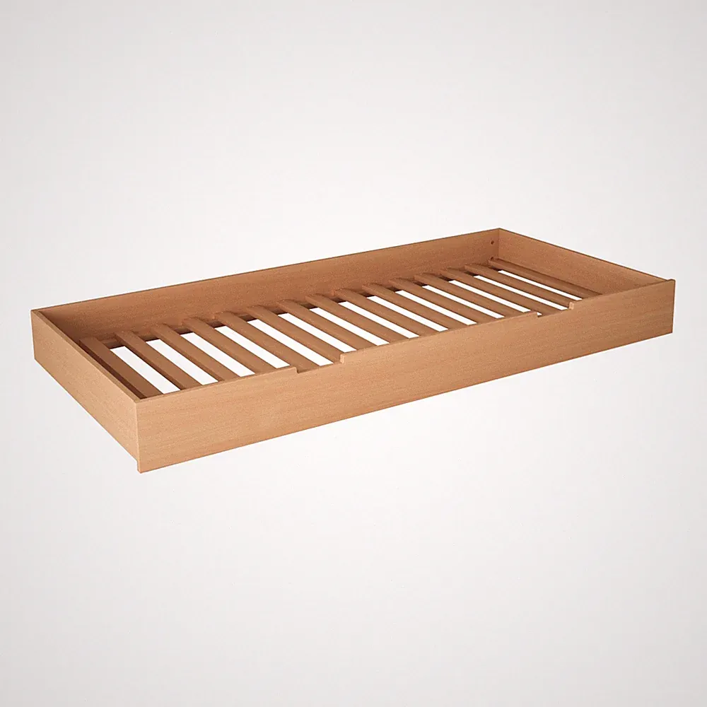 Bettschublade Unterbett mit Rollen und integriertem Lattenrost natur oder weiß