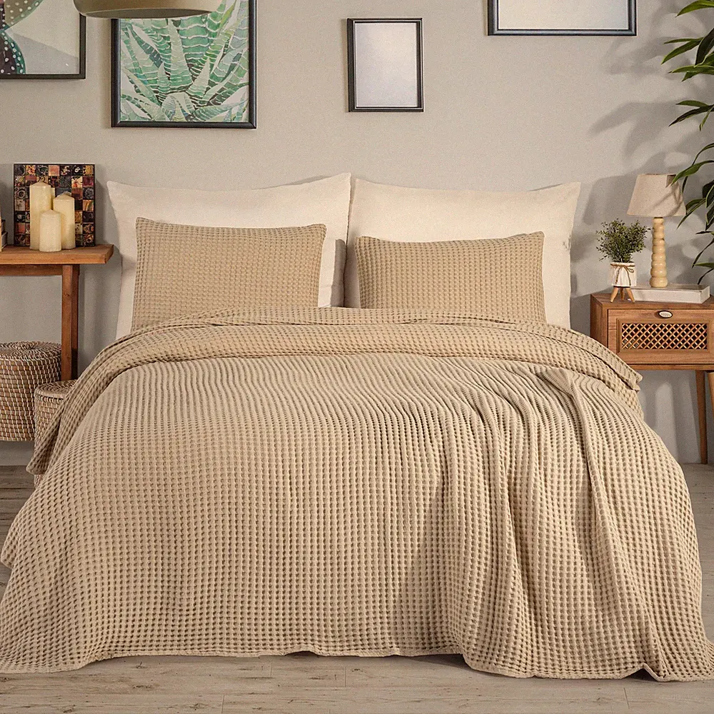 Bettüberwurf King Size Tagesdecke, 100% Baumwolle, Sofaüberwürfe groß, 220x240 cm