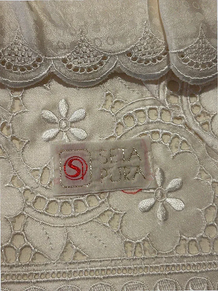Bettwäsche 100% REINE SEIDE elfenbein mit bestickter Spitze komplett Doppelbett Luxus