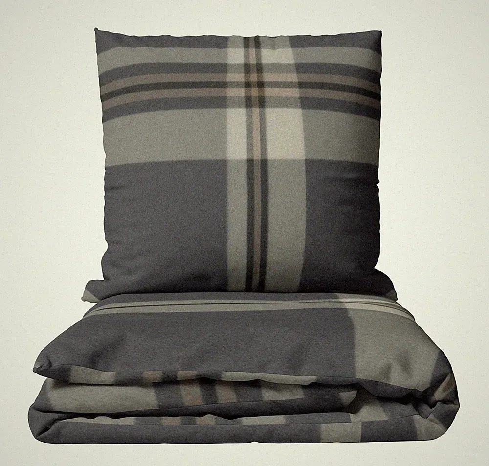 Bettwäsche 135x200 Set Feinbiber 155x220 Grau Streifen Anthrazit Warm flauschig
