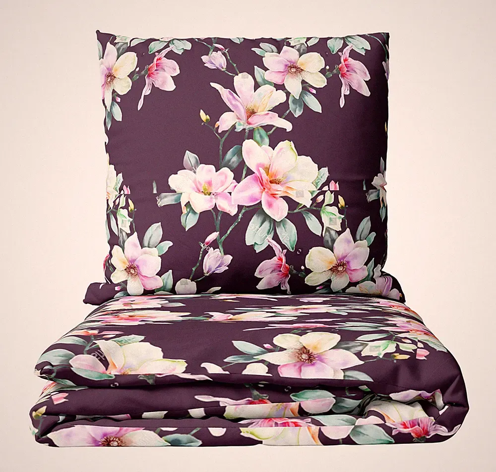 Bettwäsche Baumwolle 135x200 Set Biber Violett Lila Pink Blumen flauschig warm