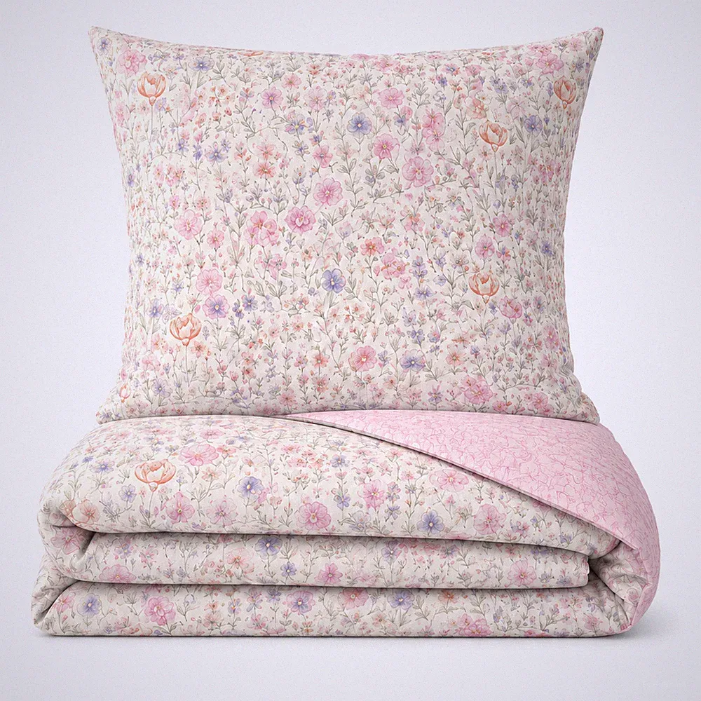 Bettwäsche Baumwolle Beige Grün Blumen Modern Wendebettwäsche 2tlg 3tlg 4tlg Set