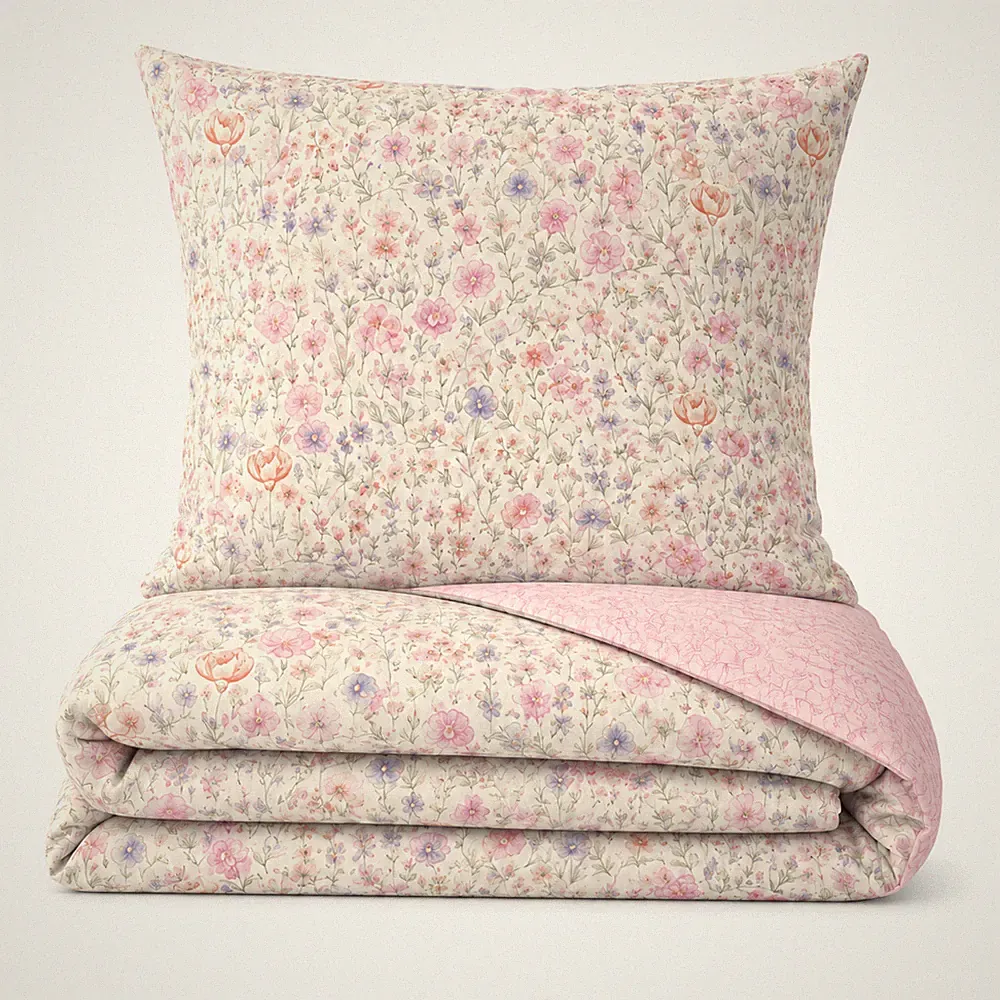 Bettwäsche Baumwolle Beige Grün Blumen Modern Wendebettwäsche 2tlg 3tlg 4tlg Set