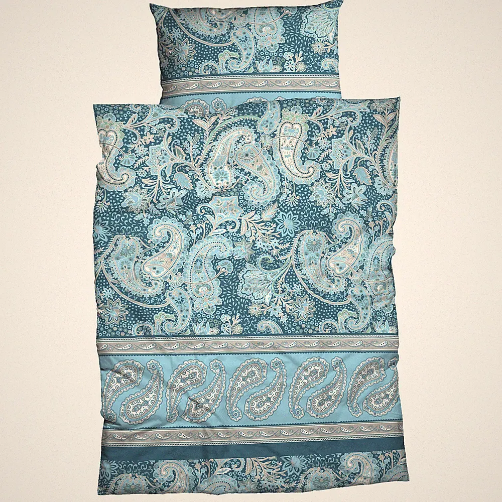Bettwäsche Manadala Ornamente Casatex Sentta Blau Satin Orient Paisley Bordüre