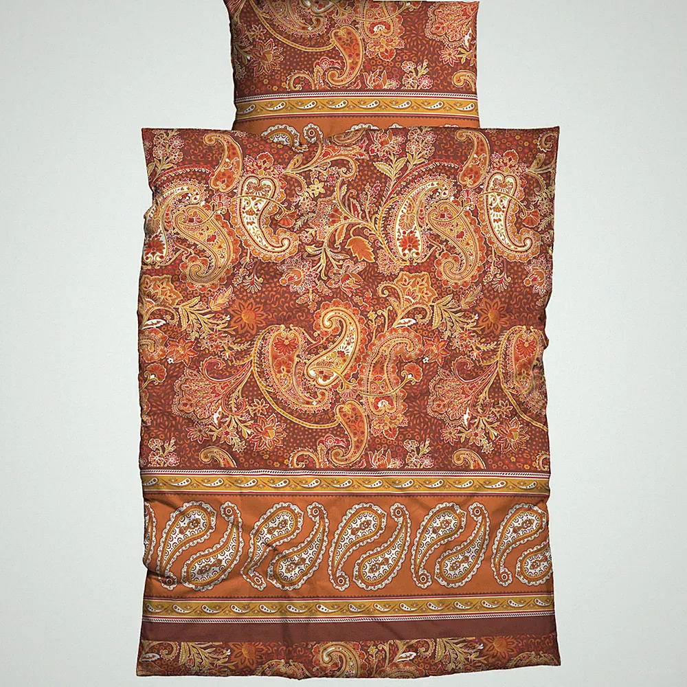 Bettwäsche Mandala Ornamente Casatex Sentta Orange Satin Orient Paisley Bordüre