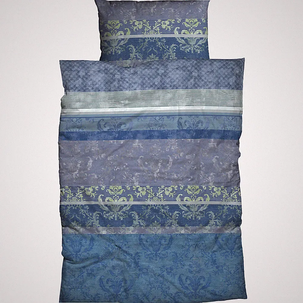 Bettwäsche Ornamente Streifen Casatex Barock Blau Gestreift Biber