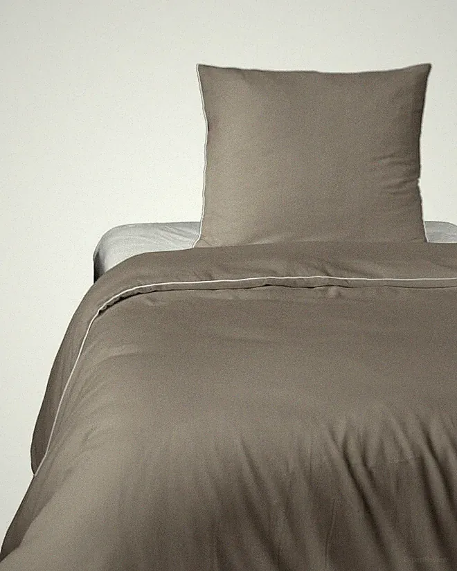 Bettwäsche-Set aus reiner Baumwolle Makosatin 140x200 C. Beige Taupe Premium