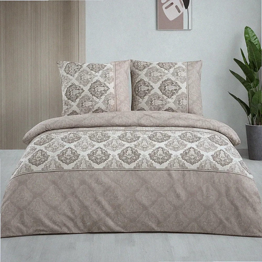 Bettwäsche Set Baumwolle Ornament desing Braun, Beige Romana P1