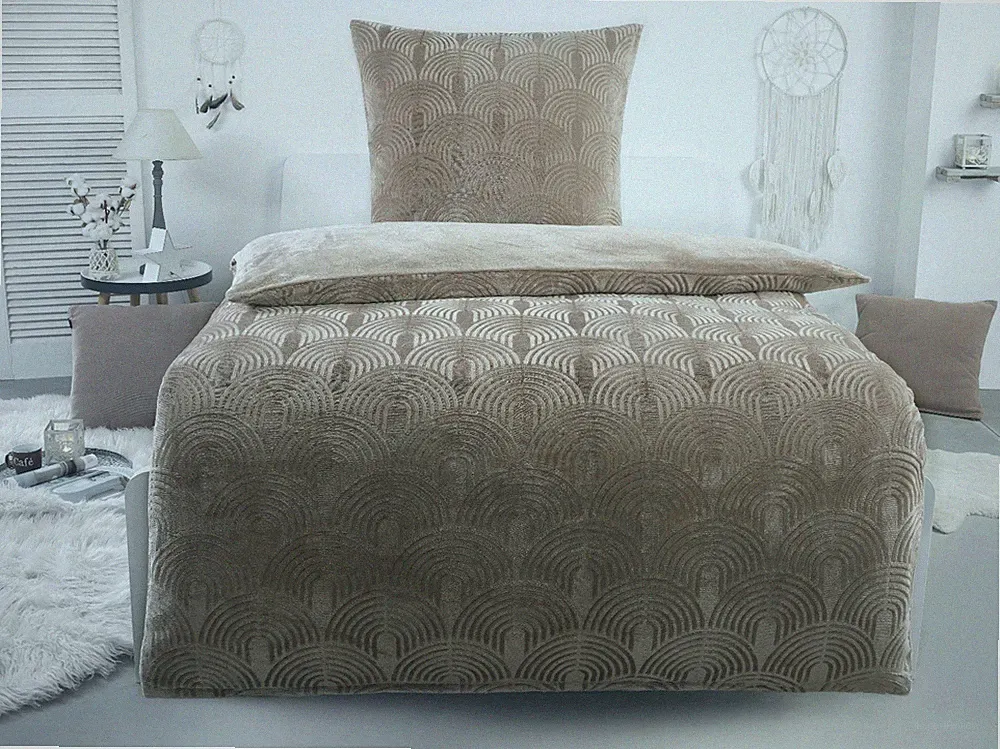 Bettwäsche Winter Flausch Fleece Cashmere Touch mit Design warm 135x200 80x80 cm