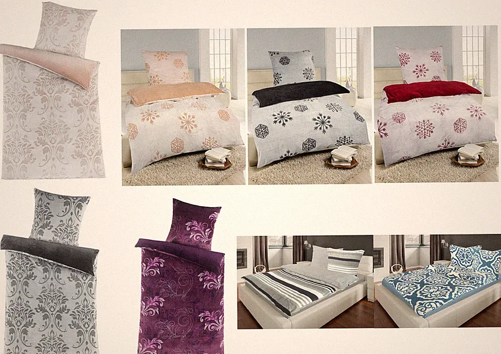 Bettwäsche Winter Flausch Fleece Cashmere Touch mit Design warm 2 teilig 135x200