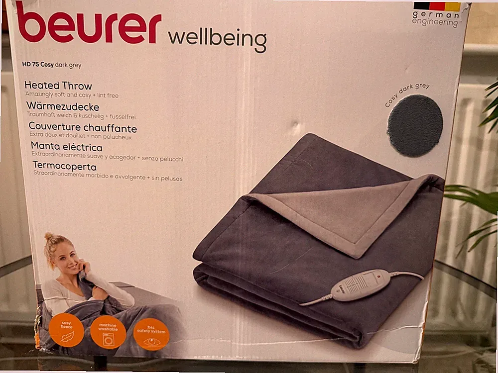 Beurer HD75 Cosy dunkelgrau elektrisch beheizbare Überdecke 6 Temperaturen 130x180cm