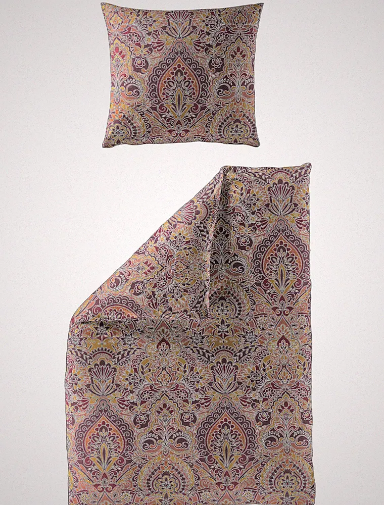 Bierbaum Biber Bettwäsche 135x200 Ornamente Barock lachs aubergine 3846-51