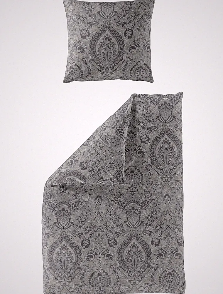 Bierbaum Biber Bettwäsche 155x220 Ornamente Barock grau 3846-10