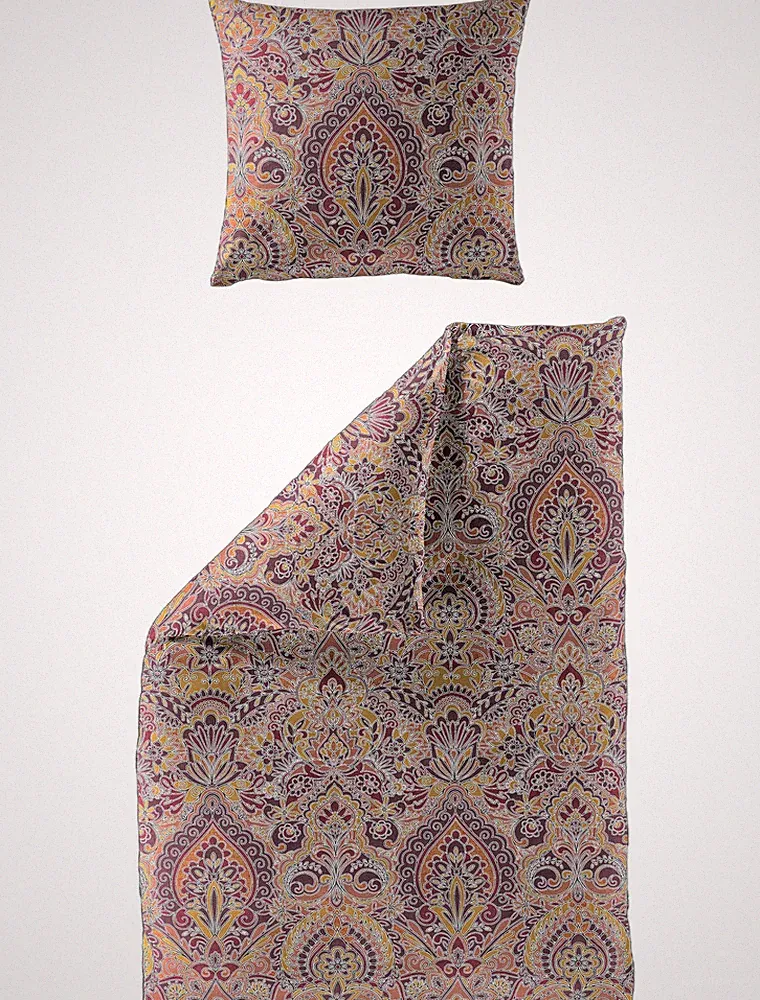 Bierbaum Biber Bettwäsche 155x220 Ornamente Barock lachs aubergine 3846-51