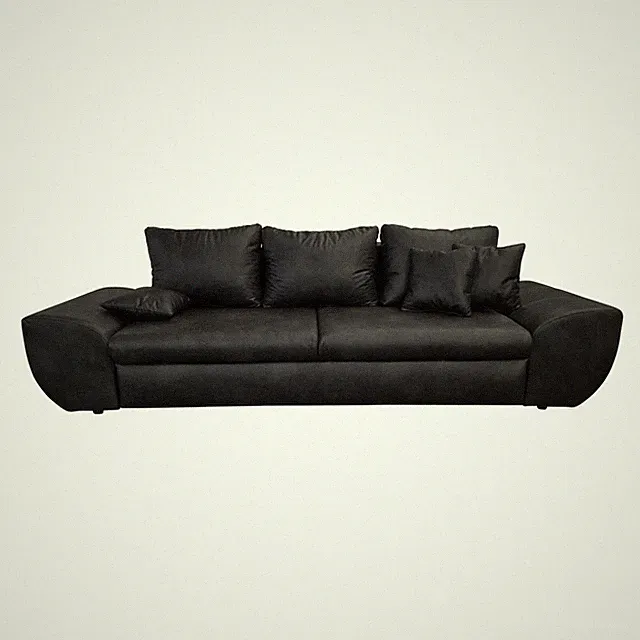 Big-Sofa mit Schlaffunktion und Bettkasten XXL Couch im Vintage Look in Schwarz
