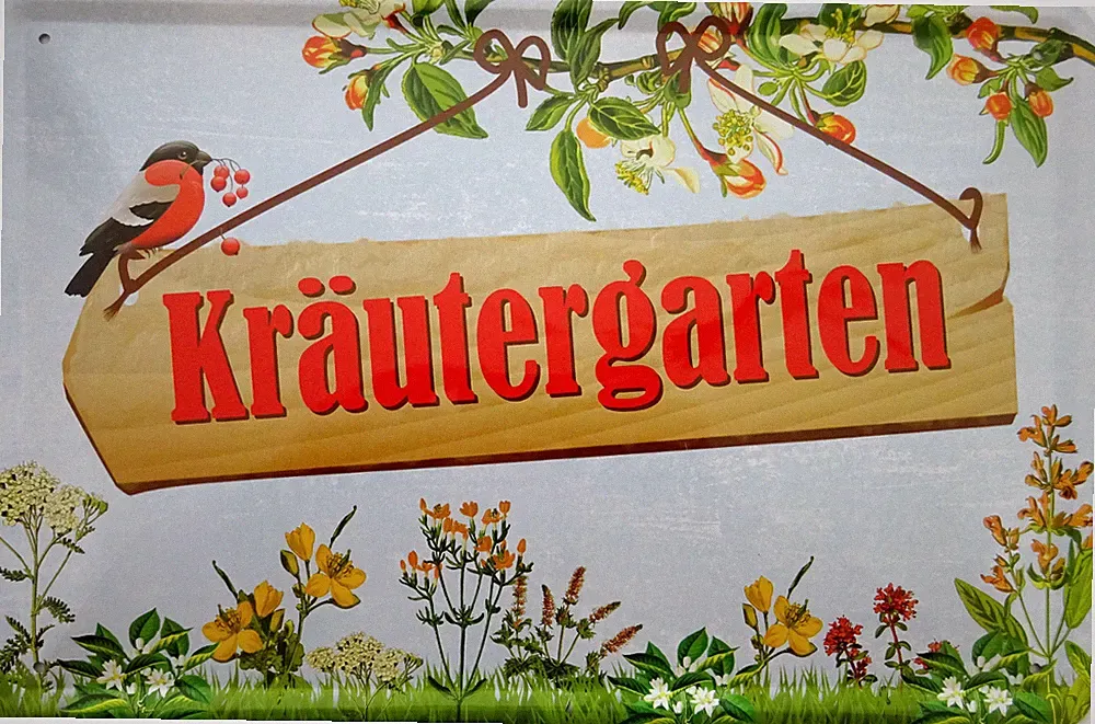 Blechschild Schild 20x30 cm - Kräutergarten Garten Bett Blumen Haus Natur