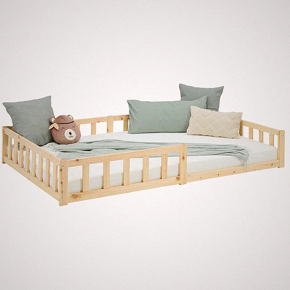 Bodenbett 120x200 cm Lattenrost Matratze Rausfallschutz Montessori Homestyle4u