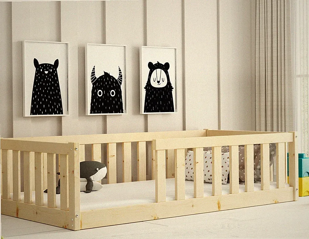 Bodenbett Kinderbett Montessori Einzelbett 160x80cm Bett für Jungen und Mädchen