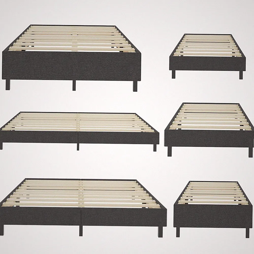 Boxspring-Bettgestell Einzelbett Bettgestell Singlebett Gästebett Grau Stoff