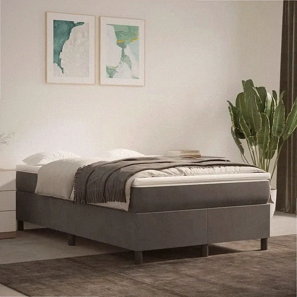 Boxspringbett 120x200 cm Samt Dunkelgrau Bett mit Matratze Luxus