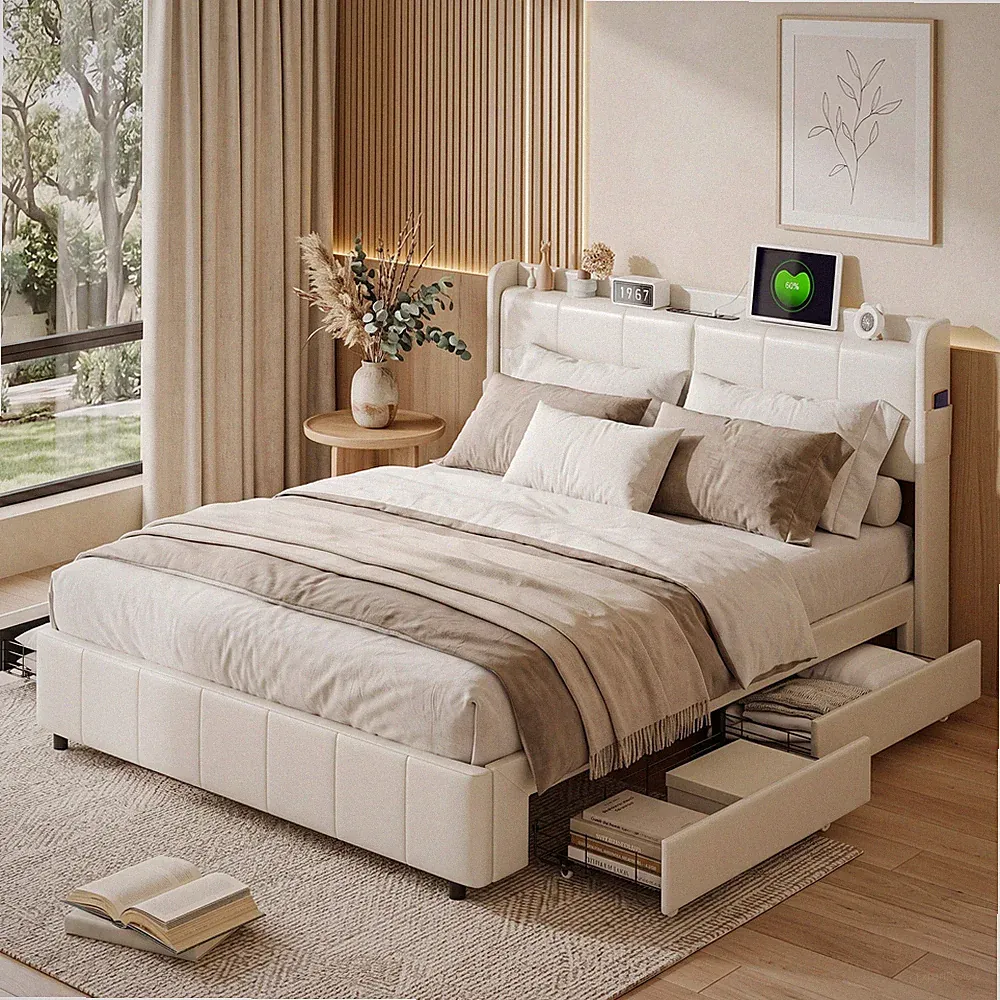 Boxspringbett 160x200 cm Doppelbett Betten mit Lattenrost Stauraum Polsterbett.