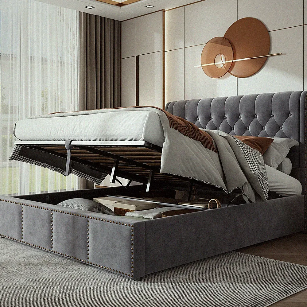 Boxspringbett 160x200 Polsterbett Bettgestell mit Lattenrost,Stauraum Doppelbett